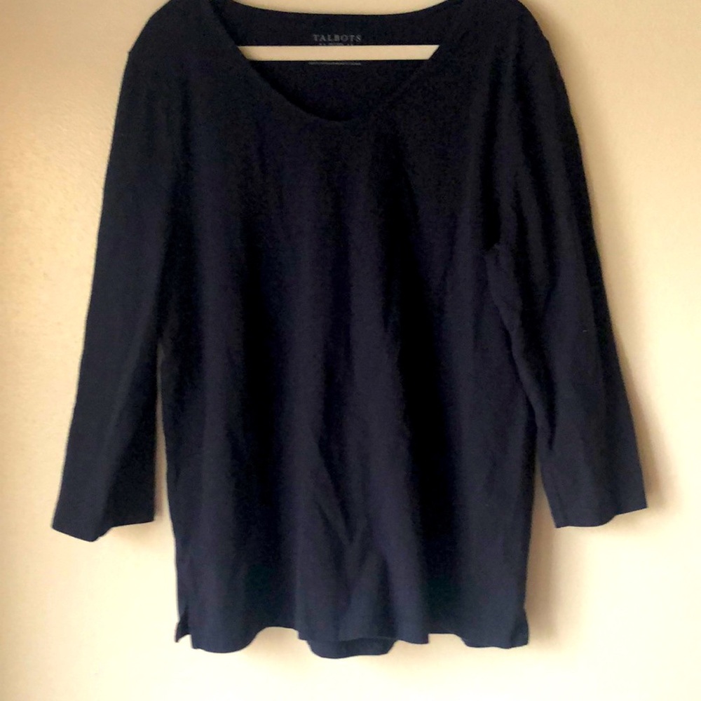 Talbots, medium petite cotton and Modal women’s pullover navy blue shirt